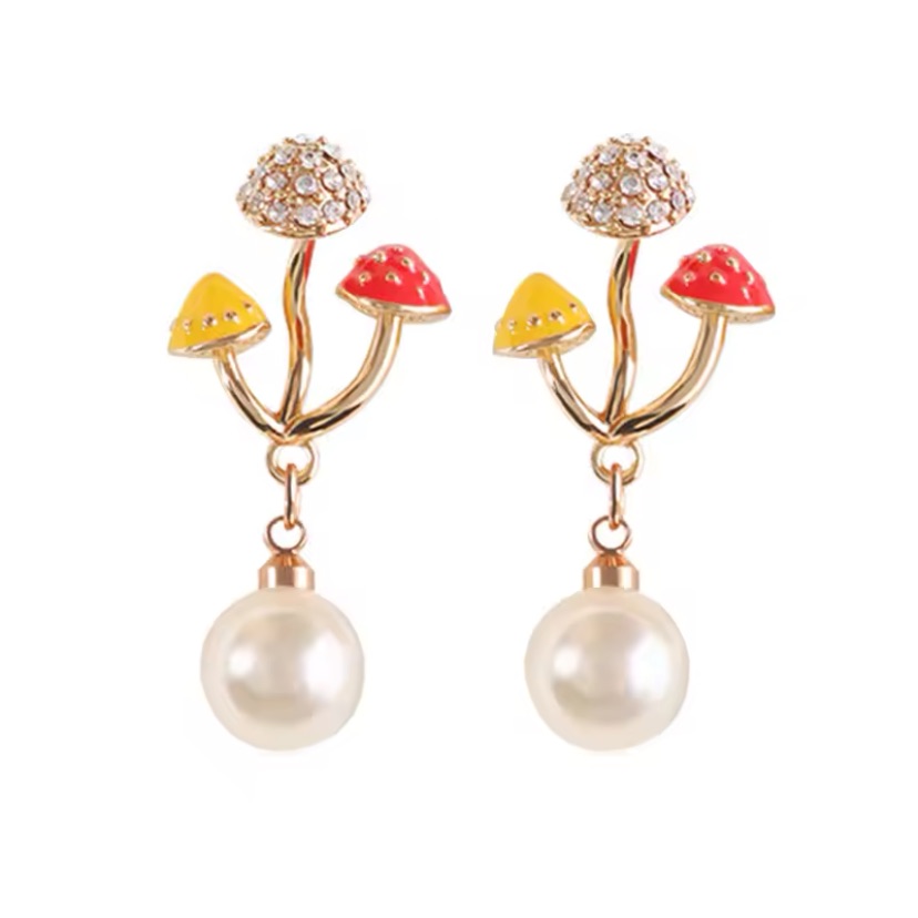 Brand New Gold Mushroom Earrings Gift For Girlfriend Gift For Daughter